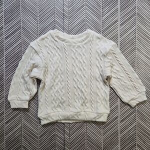 Kids Off-White Cable Knit Sweater Long Sleeve Rustic Top Textured Knitwear 3-4Y